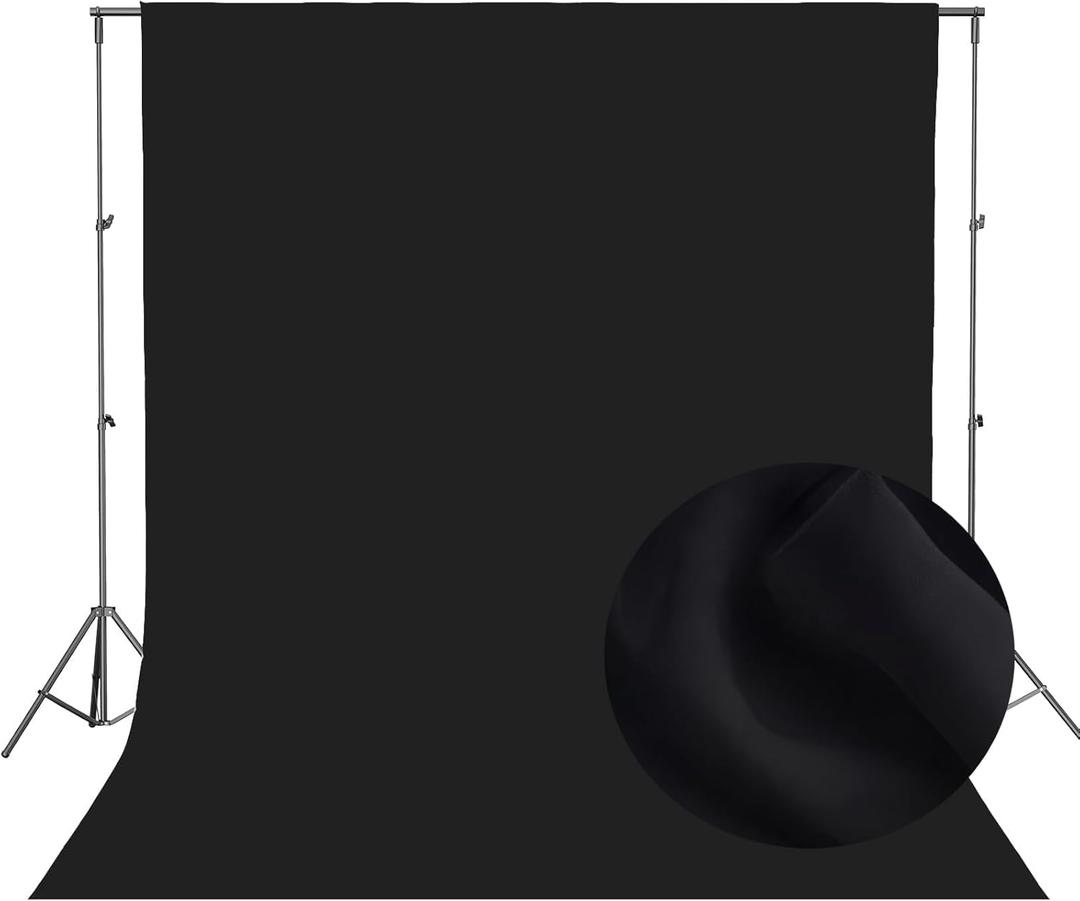 Black Photo Backdrop for Photoshoot, 8FTX10FT Photography Backdrops for Studio Shoots, High Density Photo Backdrop Curtain, Perfect Black Screen Backdrops for Photoshoot Portraits Party