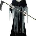 Haunted Hill Farm Motion-Activated 8.5-Ft. Tall Ginormous Reaper, Plug-in Talking Scare Prop Animatronic with Spooky Sound Effects and Lights for Indoor or Covered Outdoor Creepy Halloween Decoration