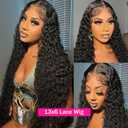 28 Inch Lace Front Wigs Black Human Hair Wave Curly Glueless 13x4 HD 180% Density Pre Plucked Natural Wigs for Women Girls