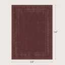 Muted Burgundy Washable 9x12 Area Rug for Living Room, Non-Slip Vintage Distressed Rug for Bedroom & Dining Room, Low Pile Stain Resistant Floor Carpet, Traditional Farmhouse Décor