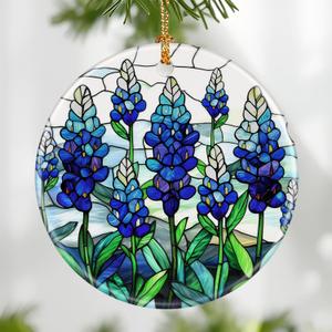 2 x Texas Bluebonnet Wildflowers Ornament, Christmas Ornament  Christmas Tree Decor, Holiday Decoration, Stocking Stuffer, Festive Gift Idea, Gifts for Flower Lover, Friends, and Family