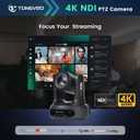 4K NDI PTZ Camera 60FPS, 4KP60 AI Auto-Tracking 20X Optical Zoom Video Conference Camera 1/1.8 UHD CMOS 8.42MP with USB 3G-SDI HDMI LAN Outputs POE Live Streaming for Church Worship Conference Events