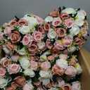 NUPTIO Large Flower Balls for Centerpieces - 10 Pcs 13.8in Diameter Dusty Rose & White Artificial Flower Ball Arrangement Bouquet Wedding Centerpieces for Tables - Fake Rose Flowers for Weddings Decor