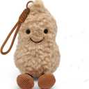 Maomoto Plush Peanut Soft Toy, 5.9‘’ Peanut Plush Doll with Eyes for Children, Beige Fluffy Stuffed Doll with Feet, Cute Smiling Plush Doll Gift for Birthday and Valentine's Day