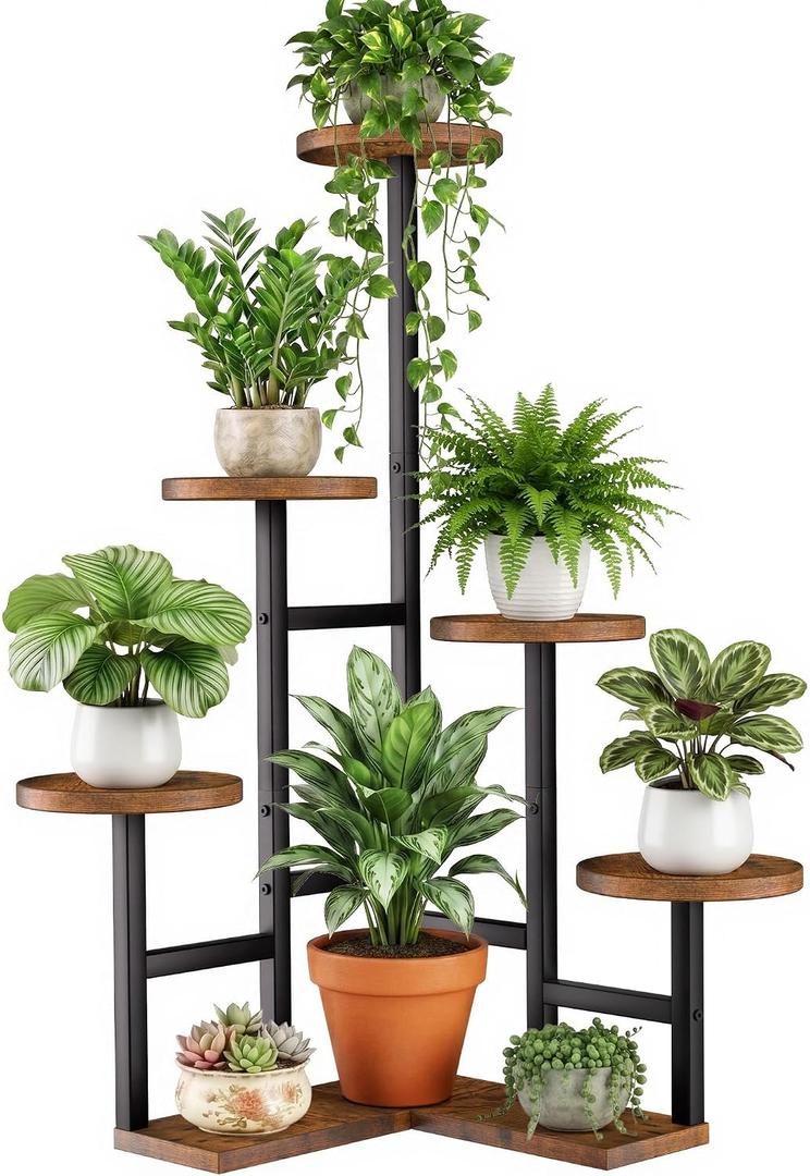 6 Tiered Plant Stand Indoor
Corner Plant Stands for Indoor Plantss Multiple, Metal Wood Plant Flower Shelf Rack for Living Room, Patio, Brown