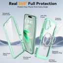 Oterkin Magnetic for iPhone 16 Case Compatible with MagSafe [Foldable Stand][HD Camera Lens Protector][Built-in Touch Sensitive Glass Screen Protector] 15FT Military 360 Full Body Rugged Case (Green)