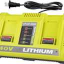 Powilling 2Port OP401 Quick Charger for RYOBI 40V Lithium Battery, Dual Ports Compatible with 40 Volt OP4015 OP4026 OP4040 OP4050 OP4060, for Ryobi 40V Lithium-ion Battery Charger