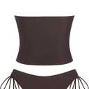ZAFUL Women's Spaghetti Strap Tankini Swimsuits V Neck Tummy Control Tie Side Thong Bikini Swimsuits 2 Piece Bathing Suits (Brown, S)