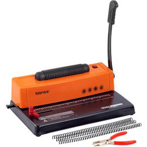 TIANSE Binding Machine, Spiral Coil Binder Machine, Manual Book Maker Punch Binder with Electric Coil Inserter,Suit for Letter Size / A4 / A5