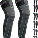 Full Leg Sleeves Long Compression Leg Sleeve Knee Sleeves Protect Leg, For Man Women Basketball, Arthritis Cycling Sport, Large, 1 Pair, Green