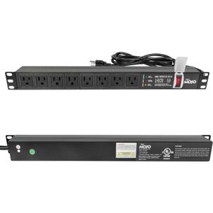 Tecmojo 1U Rack-Mount Horizontal 8-Outlet Power Strip UL Listed PDU with Surge Protection LED Indicators 6ft Cord Power Distribution for IT and Network Server Racks (8 Outlets/12A/Aluminum profile)