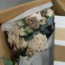 Ling's moment Intimate Brown Bridal Bouquet Cascading, Beige Wedding Bouquets for Bride, 13 Inch Bride Bouquets for Wedding Artificial Flowers Bouquets