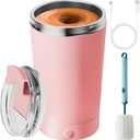 Self Stirring Mug With Lid 13.5 Oz Electric High Speed Mixing Cup 400ML Rechargeable Automatic Stirring Coffee Mixer Cup(Color:Pink)