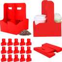 Bodaon 2 Cup Drink Carrier with Handle, 15 Pcs Cardboard Cup Holders, Disposable Drink Carriers for Delivery, Kraft Paper Coffee Cup Holder to Go, Take Out Cup Carriers for Hot/Cold Drinks