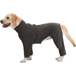Recovery Suit for Small Medium Large Dogs, Adjustable Surgical Recovery Suit for Dogs Female Male, Zipper On 4 Leg Long Sleeve Dog Pajamas Onesie for Shedding Anti-Licking Wound Skin Disease (2XL, Grey)