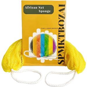 African Net Sponge Authentic, African Exfoliating Sponge Real African Net Black Owned, African Bath Sponge Back Scrubber for Shower Loofah Bathing Accessories (Yellow, 1 Pieces)