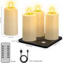PChero Rechargeable Flameless Candles with Remote & Magnetic Charging Base, Outdoor Waterproof Battery Operated Pillar Candles, 4 Pack LED Fake Candles, Long Lasting, 2.76" D x 5.12" H