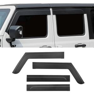 JOYTUTUS Outside Mount Rain Guards Compatible with 2018-2026 Wrangler JL JLU & Gladiator JT 4-Door, Side Window Deflectors Low-Profile Smoke Matte Style Window Vent Visors, 4 Pieces