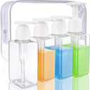 Travel Bottles - 4 Pack 3.7oz/110ml Empty Plastic Pump Bottles for Travel Size Toiletries (4 Clear)