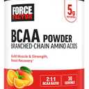 Force Factor BCAA Amino Acids Supplement 2:1:1, Delicious and Refreshing BCAA Powder to Support Muscle Recovery and Performance, No Artificial Colors or Flavors, Orange Mango, 30 Servings