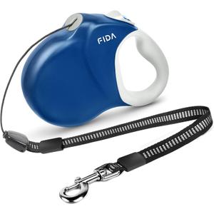 Fida 30ft Upgraded Retractable Dog Leash, Heavy Duty Pet Walking Leash for Large Breed up to 110 lbs, 360 Tangle-Free Long Retract Dog Lead, Soft Grip, One-Hand Brake, Blue