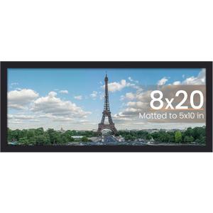 upsimples 8x20 Picture Frame, Display Pictures 5x10 with Mat or 8 x 20 Without, Wall Hanging Photo Frames, Black, 1 Pack