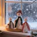 SmoothNovelty 3 Pcs Christmas Snowman Decoration Let It Snow Snowman Ghost Table Centerpiece Winter Snow Man Figurine Wooden Tabletop Decor for Xmas Home Party Favor Gift