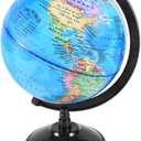 Rotating World Globe 6 Inch Spinning Earth Globe with Stand for Kids Learning Geography Classroom Education or Office Home Decorations (Blue)