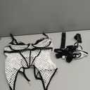 Kaei&Shi Rave Outfits Fishnet, Exotic Strappy Backless, Choker Garter Lingerie L Black