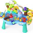 2026 Upgraded Water Table for Toddlers 1-3, Outdoor Toddler Toys Sand Water Pool Toys with Pump/Running Water/Fishing Toy/Play Food Accessories, Kitchen Play Sink Toys for Girl Boy Ages 4-8 (Blue)