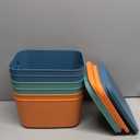ORGIDOL 6 Pack Colorful Storage Bins with Lids Stackable Storage Container for Organizing, Storage Boxes with Handle for Shelves, Cute Storage Bin for Craft, Snacks, 9.85x6.9x5.7 inch