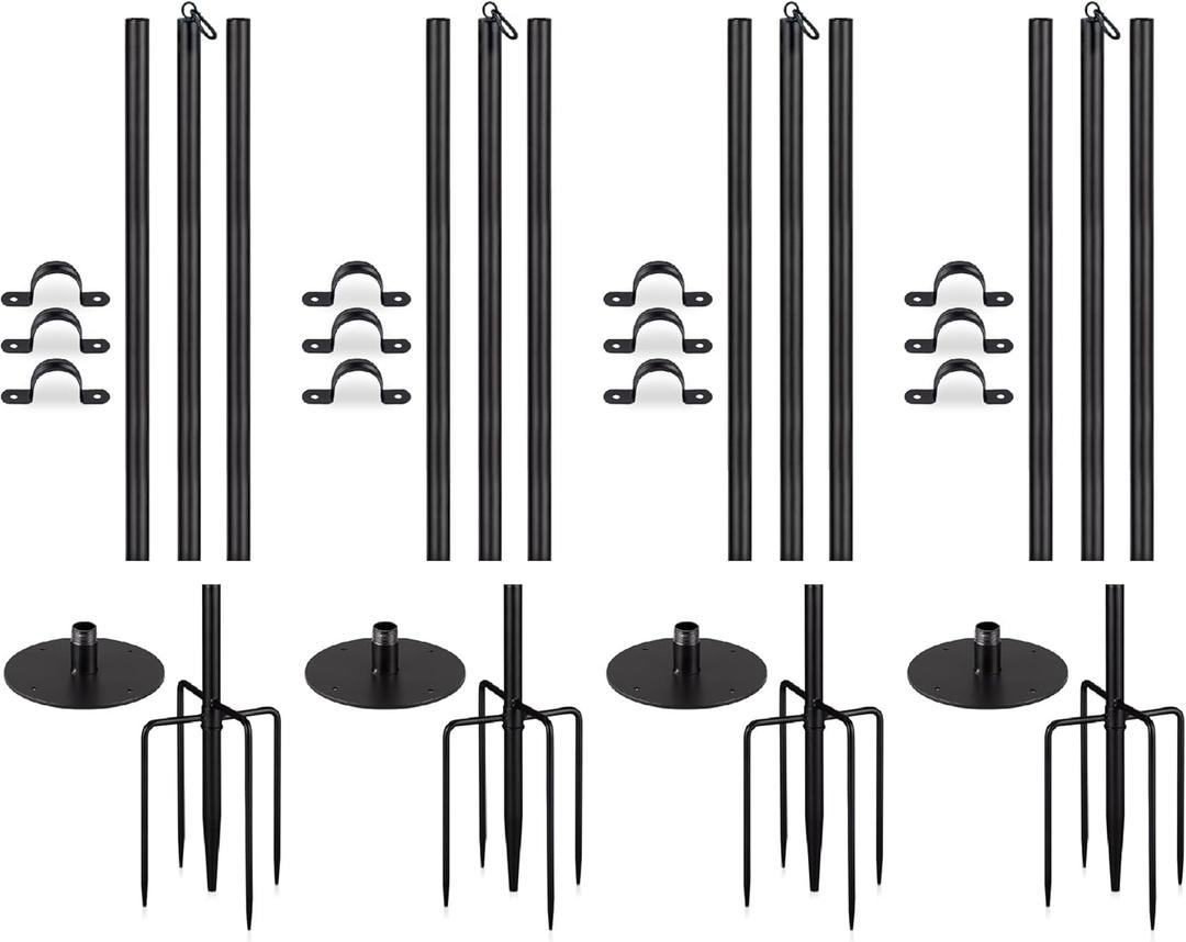 Newhouse Lighting NHSLP-4P String Light Pole Set of 4 | 9-ft.-8-in. Outdoor String Light Poles for Deck, Garden, Patio, or Backyard Decor | Outdoor Light Poles for String Lights and Patio Decorations (Black)