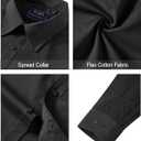 J.VER Men's Dress Shirts Stretch Stain Shield Long Sleeve Solid Formal Shirt Business Casual Button Down Shirts (Black, L)