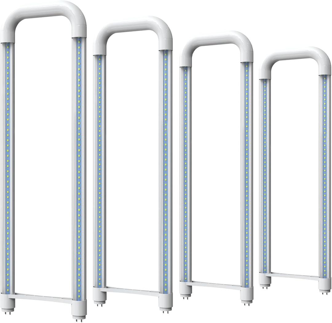 Romwish U Shaped LED Tube Lights, T8 T12, 18W(40W Equiv.), 6000K Super Bright, 2000LM, Fluorescent Light Tube Replacement, Ballast Bypass, Dual-Ended Powered, Clear Cover, 4 Pack