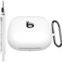 Seltureone Compatible with Beats Powerbeats Pro 2 Case with Cleaning Kit and Carabiner, Soft Silicone Protective Case Cover Compatible with Powerbeats Pro 2 - White