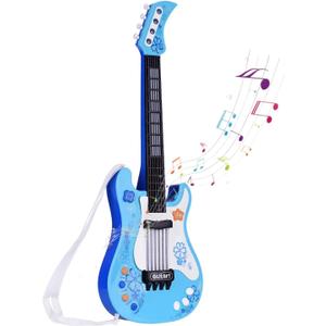 Kids Toddler Baby Childrens Electric Toy Guitar with Strap Ideal for 3 4 5 7 8 Year Old Boys Girls Gifts(Blue)