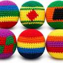 Knitted Footbags Set - Colorful Crochet Foot Bag Kick Balls for Adults and Beginners, Small Kick Sack for Juggling Practice, Indoor Outdoor Games, Party Favors and Group Play