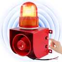 Heavy-Duty 120dB Industrial Siren Alarm | Adjustable Volume & IP65 Outdoor Siren with Strobe Light for Business, Warehouse, Machinery, Residence Security, AC 110V