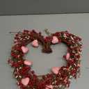 VioletEverGarden Valentines Day Wreath,15 Heart Shaped Wreath with Red Berries and Small Pink Hearts for Valentines Day Wedding Festival Decor