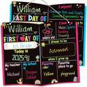 First Last Day of School Chalkboard Signs for Kids, 13" x 11" Double Sided Back to School Board for Boys & Girls First Last Day of Kindergarten Preschool Decorations Supplies, Photo Props
