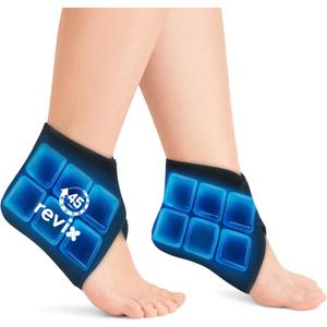 REVIX Ankle Ice Pack Wraps for Plantar Fasciitis Relief, 45-Min Long Lasting Cold Compress Therapy, Reusable Ice Pack for Foot with Ice Grid Design for Achilles Tendonitis & Sprained Ankles, 2 Packs
