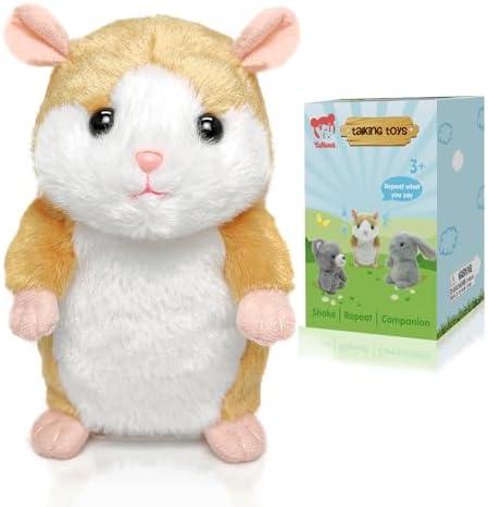 YH YUHUNG Interactive Talking Hamster Toy Repeats What You Say, Mimics Your Voice with High-Pitched Tone & Head Nodding, Soft, Durable Plush Hamster Stuffed Animal Repeating Toy for Kids