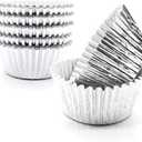 Cupcake Liners Silver,GOLF Standard Size Silver Foil Cupcake Liners Wrappers Metallic Baking Cups,Muffin Paper Cases, 100 Pack