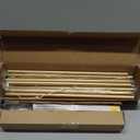 2 Pack Gold Curtain Rods, Curtain Pole for Window 48 to 84 Inch(4-7 Feet), 5/8 Inch Decorative Drapery Pole, Gold Splicing Curtain Rod Set, Size: 36"-88", Brass Gold