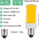 E11 Dimmable LED Bulb, 2700K Soft Warm White Light, T4 120V 4W 500 Lumens, Flicker-Free, Replacement for 40W Halogen Bulbs, Suitable for Chandeliers, Vanity Lights, and Home Lighting (Pack of 4)