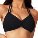 Womens Halter Bikini Top Triangle V Neck Bathing Suit Top Low Impact Padded Sports Bra Hot (Red, M)