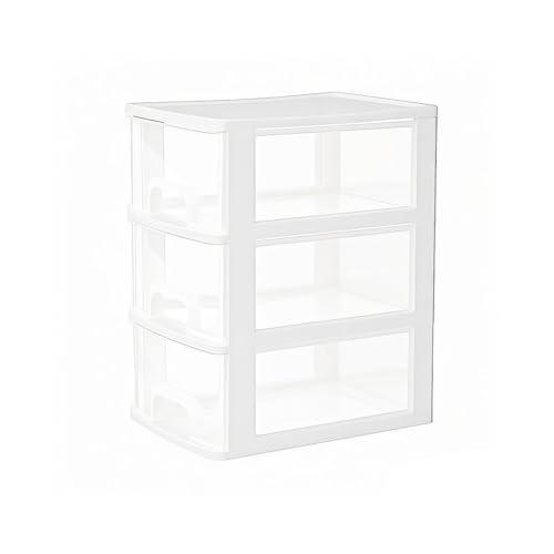 Gonice Small 3 Drawer Storage Organizer, White Plastic Drawer Storage, Small Desktop Organizer for Home, Office
