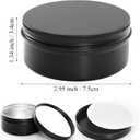 Foraineam 48 Pack 4 oz Metal Round Tins with Screw Lid, Black Aluminium Empty Candle Tins Storage Tin Jars, Cosmetic Sample Containers Travel Tin Cans for Salve, Cream, Spices or Candles
