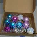 Soulchen 12 Pcs Snowflake Christmas Ball Ornaments 2.4 Inch Purple and Blue Christmas Tree Hanging Ornaments Xmas Hanging Decorations Plastic Xmas Trees Baubles for Winter Theme Holiday Party Decor