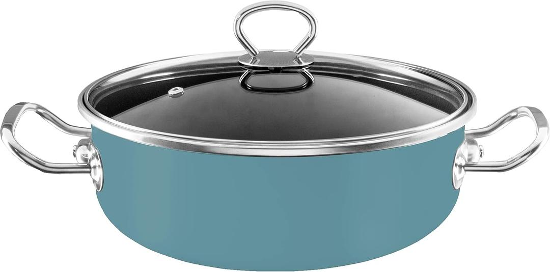 Vasconia Elegance 5-Quart Casserole with Glass Lid (Teal) Dishwasher, Grill & Oven Safe up to 480 (Enamel on Steel) Nonstick Interior, Stainless Handles, for Lasagna, Pot Roast, Sauce, Stew & Rice